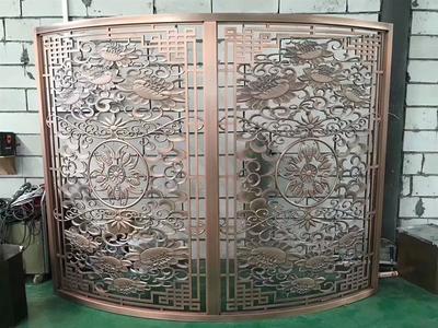 泉州鋁板雕刻屏風電話 玫瑰金屏風隔斷電話 歐式不銹鋼金屬裝飾工程